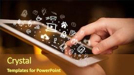  Presentation with electronic communication - Beautiful theme featuring woman table design with flower backdrop and a  colored foreground.