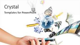  Presentation with electronic communication - Presentation consisting of electronic communication - touch screen mobile phone isolated background and a white colored foreground