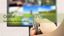  Presentation with television - Theme consisting of electronic communication - tv remote control towards background and a yellow colored foreground