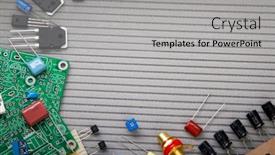  Presentation with digital circuits - Beautiful PPT theme featuring electronic-component-electric-circuits-radio backdrop and a light gray colored foreground