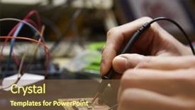  Presentation with electrical components - PPT layouts enhanced with electronic components - close up of electrical engineer background and a tawny brown colored foreground