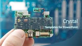  Presentation with electronic components - Audience pleasing slides consisting of electronic components - high technology chip backdrop and a ocean colored foreground