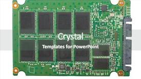  Presentation with electronic components - Beautiful PPT theme featuring electronic components - ssd drive interior circuit board backdrop and a ocean colored foreground