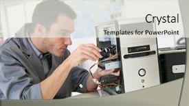  Presentation with electronic components - Cool new presentation design with electronic components - technician fixing computer hardware backdrop and a white colored foreground