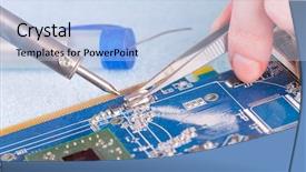  Presentation with soldering - Audience pleasing slide set consisting of electronic components - using soldering tool backdrop and a light blue colored foreground