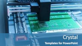  Presentation with electronic components - Cool new PPT layouts with electronic components at high-tech backdrop and a teal colored foreground