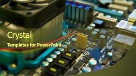  Presentation with computer motherboard - Slide deck enhanced with electronic computer device shallow depth background and a tawny brown colored foreground