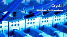  Presentation with electronic switch - Slide set enhanced with electronic data - close up of network cables background and a cobalt blue colored foreground