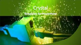  Presentation with network cable - Slides featuring electronic data - fiber optical network cable background and a  colored foreground