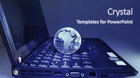  Presentation with world geography earth globe model - Presentation theme with electronic data - technology earth globe against fiber background and a  colored foreground