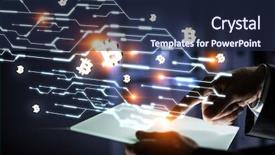  Presentation with modern - Slides having electronic data exchange - modern technologies for business mixed background and a navy blue colored foreground