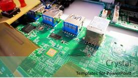  Presentation with electronic recycling - Amazing presentation theme having electronic-devices-waste-ready backdrop and a seafoam green colored foreground