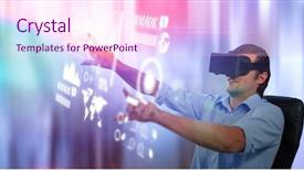  Presentation with virtual reality rehabilitation - Theme enhanced with electronic discovery - man using virtual reality glasses background and a pink colored foreground