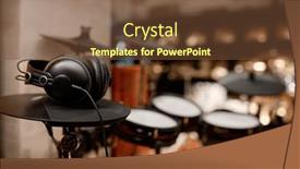  Presentation with drum - Presentation theme enhanced with electronic-drum-set-with-headphones background and a tawny brown colored foreground
