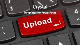  Presentation with notebook - Presentation theme enhanced with electronic file - computer notebook keyboard with upload background and a dark gray colored foreground