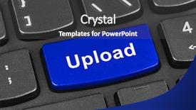  Presentation with key - Colorful theme enhanced with electronic file - computer notebook keyboard with upload backdrop and a dark gray colored foreground