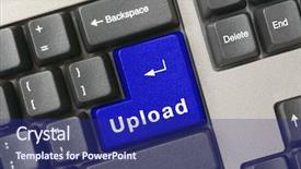  Presentation with blue eyes technology close up - Presentation theme enhanced with electronic file - keyboard - blue key upload background and a  colored foreground