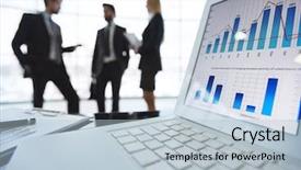  Presentation with electronic - PPT theme enhanced with electronic financial document in laptop background and a  colored foreground