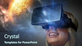  Presentation with augmented reality - Theme featuring electronic game - technology augmented reality and people background and a ocean colored foreground