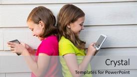  Presentation with sister - Slide set enhanced with electronic game - twin sister girls playing background and a light gray colored foreground