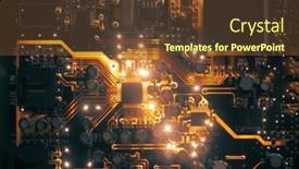  Presentation with circuit board - Presentation theme consisting of electronic-glowing-complex-circuit-board and a tawny brown colored foreground