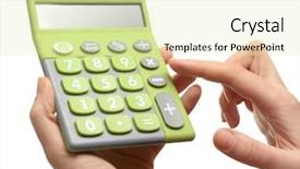  Presentation with cartoon kids holding hands - Slide set having electronic government - female hands holding calculator isolated background and a soft green colored foreground