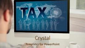  Presentation with online payment - Slide deck having electronic government - online tax payment concept young background and a soft green colored foreground