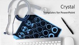  Presentation with still life crucifixion table - Slide deck enhanced with medical still life with keyboard background and a white colored foreground