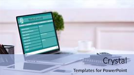  Presentation with electronic health records - PPT theme consisting of electronic health records - doctor workplace background and a light blue colored foreground