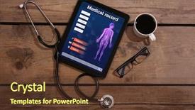  Presentation with electronic health records - Presentation theme having electronic health records - medical tablet with stethoscope background and a tawny brown colored foreground