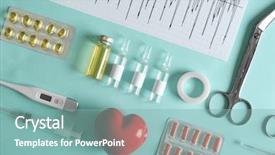  Presentation with injection - PPT layouts with electronic injection - doctor table with medical items background and a  colored foreground