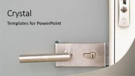  Presentation with electronic - Slide set with electronic lock on a door background and a light gray colored foreground