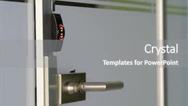  Presentation with door lock system - Presentation design featuring electronic lock on a door background and a  colored foreground