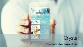  Presentation with transparent screen - Audience pleasing PPT theme consisting of electronic mass media - business technology and people concept backdrop and a light blue colored foreground