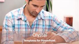  Presentation with text message - Beautiful PPT layouts featuring electronic mass media - man reading magazine and sending backdrop and a coral colored foreground