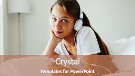  Presentation with social networks - PPT theme with 10 years old child using background and a coral colored foreground