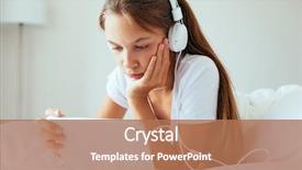  Presentation with social networks - Amazing slide set having 10 years old child using tablet pc pre teen girl lying in the bed listening to music in headphones and browsing social networks lazy weekend morning at home backdrop and a coral colored foreground