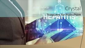  Presentation with electronic medical record - Beautiful slide set featuring electronic-medical-record-with-hepatitis backdrop and a light blue colored foreground