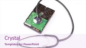  Presentation with data medical - PPT theme having electronic medical records - hard drive and stethoscope isolated background and a pink colored foreground