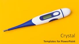  Presentation with yellow medical - Audience pleasing slide deck consisting of electronic-medical-thermometer-with-blank backdrop and a light gray colored foreground
