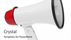  Presentation with electronic - Cool new presentation with electronic megaphone on white background backdrop and a white colored foreground