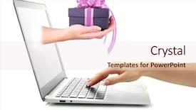  Presentation with online shopping - Slide deck featuring electronic money - online shopping concept background and a  colored foreground