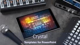  Presentation with electronic music - Audience pleasing slides consisting of electronic-music-instruments-microphone-piano backdrop and a ocean colored foreground