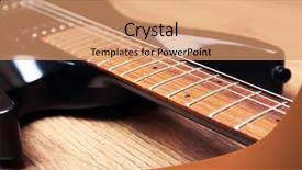  Presentation with electric engeneering - Presentation theme consisting of electronic musical instruments - electric guitar close up background and a  colored foreground