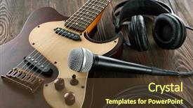  Presentation with engeneering robot electric - Cool new slide deck with electronic musical instruments - electric guitar with microphone backdrop and a tawny brown colored foreground