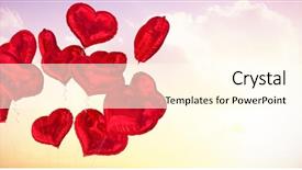  Presentation with heart clouds - Beautiful theme featuring electronic nose - heart balloons against sunset backdrop and a  colored foreground