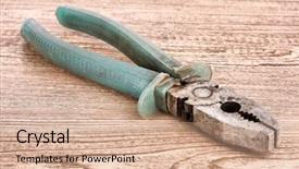  Presentation with wooden - Slides enhanced with electronic nose - pliers on wooden surface background and a  colored foreground