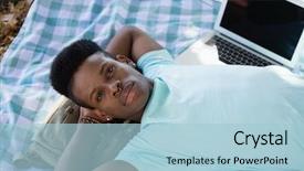  Presentation with picnic - Cool new PPT theme with electronic nose - portrait of young man relaxing backdrop and a  colored foreground