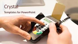  Presentation with coding binary code blue polygonal - Slide set enhanced with electronic payment - hand entering pin code background and a lemonade colored foreground