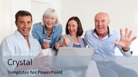  Presentation with online payment - Beautiful theme featuring electronic payment - senior people with couple doing backdrop and a light blue colored foreground